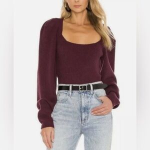 NWT Free People Saffron Top Sweater Back cut-out In Pomegranate Wine